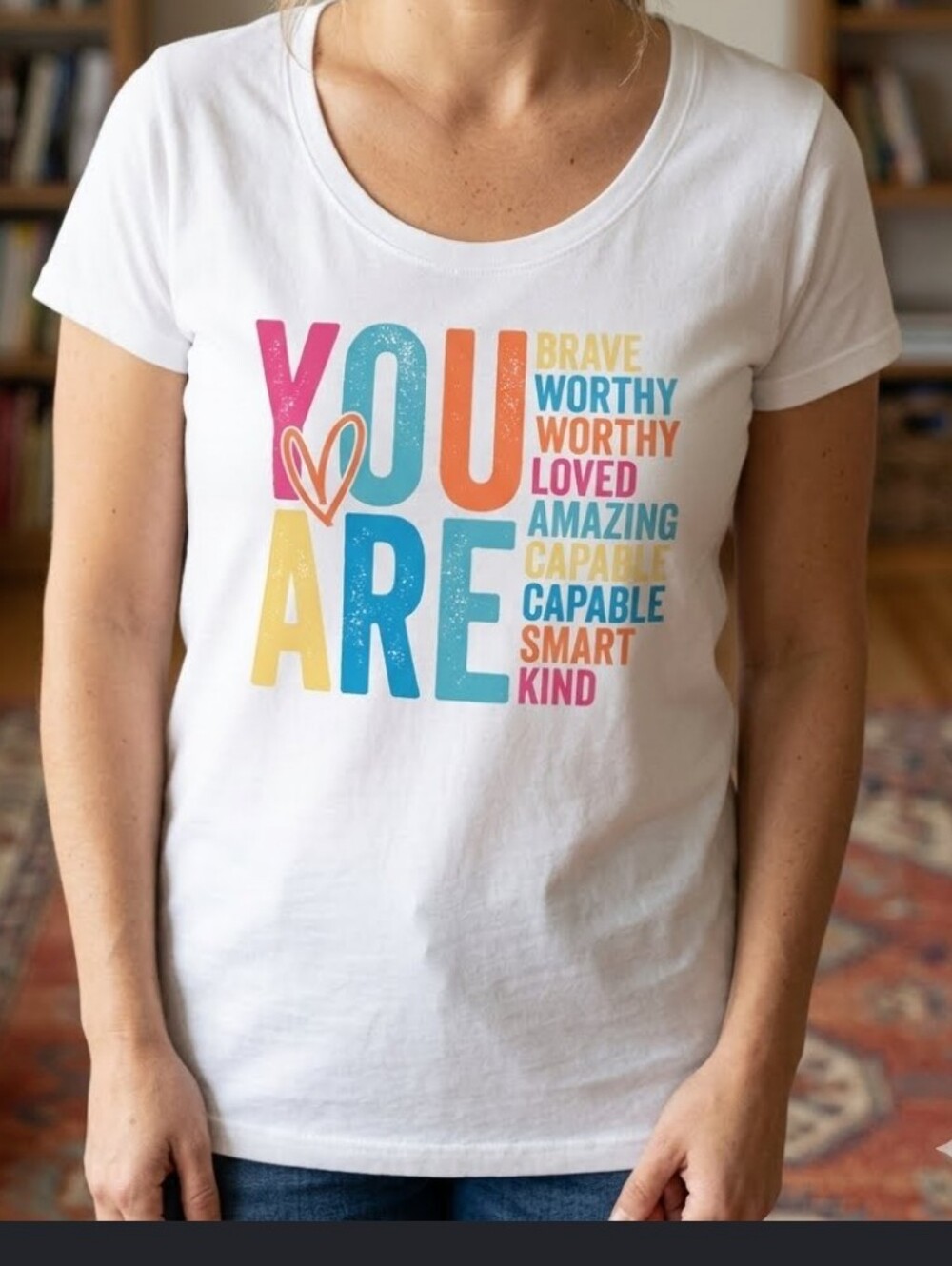 White Graphic Tee - Positive Message